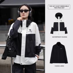 GOLDEN CAMEL Outdoor Hiking Jackets Men Women Three-in-one Windbreaker Waterproof Fleece Jacket for Women Mountaineering Clothes