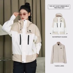 GOLDEN CAMEL Outdoor Hiking Jackets Men Women Three-in-one Windbreaker Waterproof Fleece Jacket for Women Mountaineering Clothes
