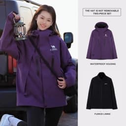 GOLDEN CAMEL Outdoor Hiking Jackets Men Women Three-in-one Windbreaker Waterproof Fleece Jacket for Women Mountaineering Clothes