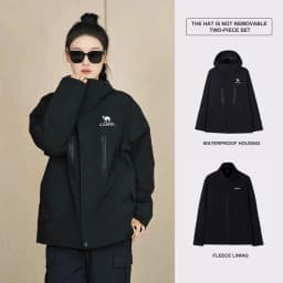 GOLDEN CAMEL Outdoor Hiking Jackets Men Women Three-in-one Windbreaker Waterproof Fleece Jacket for Women Mountaineering Clothes