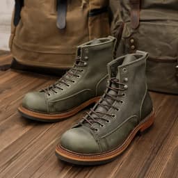 KOWM Cowhide Hiking Shoes Men's Walking Boot British Trekking Shoes Thick Soled Cowhide High Top Motorcycle Boots Ankle Sneakers