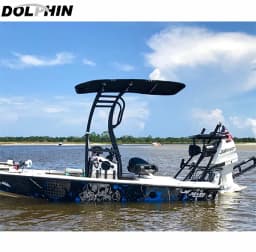 Dolphin Pro2 T Top Black Coated Frame with Black Canopy Center Console Boat T-Top