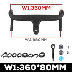 Carbon Fiber Integrated Handlebar for Road Bike, Black Matte, 28.6mm with Spacers, Cycling Parts, Bicycle Accessories