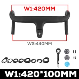 Carbon Fiber Integrated Handlebar for Road Bike, Black Matte, 28.6mm with Spacers, Cycling Parts, Bicycle Accessories