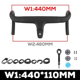 Carbon Fiber Integrated Handlebar for Road Bike, Black Matte, 28.6mm with Spacers, Cycling Parts, Bicycle Accessories