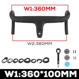 Carbon Fiber Integrated Handlebar for Road Bike, Black Matte, 28.6mm with Spacers, Cycling Parts, Bicycle Accessories