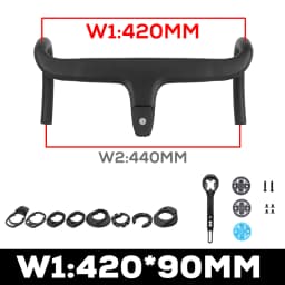 Carbon Fiber Integrated Handlebar for Road Bike, Black Matte, 28.6mm with Spacers, Cycling Parts, Bicycle Accessories