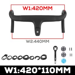 Carbon Fiber Integrated Handlebar for Road Bike, Black Matte, 28.6mm with Spacers, Cycling Parts, Bicycle Accessories