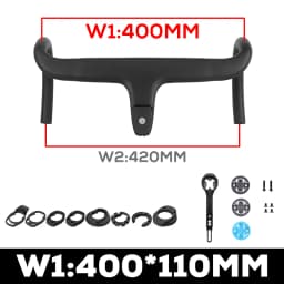 Carbon Fiber Integrated Handlebar for Road Bike, Black Matte, 28.6mm with Spacers, Cycling Parts, Bicycle Accessories