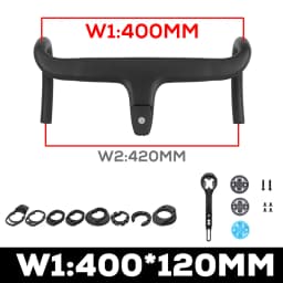Carbon Fiber Integrated Handlebar for Road Bike, Black Matte, 28.6mm with Spacers, Cycling Parts, Bicycle Accessories