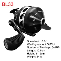 Metal Fishing Wheel 3.6:1 Slingshot Fishing Reel 6+1BB Closed Line Hunting Spinning Reel with Wristband BL30/BL33/BL39 2023 New
