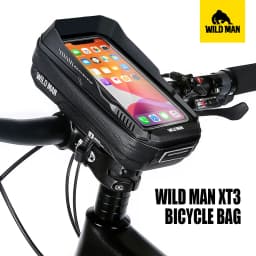 WILD MAN XT3 Bicycle Phone Bag Quick Release Handlebar Stem Mount TPU Touchscreen Window Hard Shell Zipper Storage Cycling Pouch