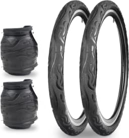 ZUKKA 2 Pack Bike Tire for Cruiser Bike 20/24/26 Inch  Flame Pattern Thread Bicycle Tire for MTB Cruiser Bicycle Black