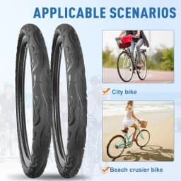 ZUKKA 2 Pack Bike Tire for Cruiser Bike 20/24/26 Inch  Flame Pattern Thread Bicycle Tire for MTB Cruiser Bicycle Black