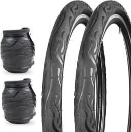 ZUKKA 2 Pack Bike Tire for Cruiser Bike 20/24/26 Inch  Flame Pattern Thread Bicycle Tire for MTB Cruiser Bicycle Black