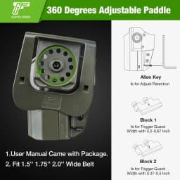 Universal OWB Holster,Green Holster,Fit Beretta/CZ/Glock/EAA /IWI/HK/Ruger/Springfield/Taurus,Right hand