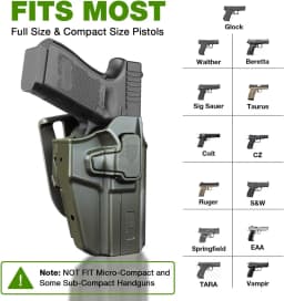 Universal OWB Holster,Green Holster,Fit Beretta/CZ/Glock/EAA /IWI/HK/Ruger/Springfield/Taurus,Right hand