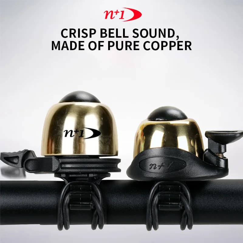 N+1 Mini Brass 41mm Bicycle Flick Bell - O-Ring Mount 19.2-31.8mm Handlebar