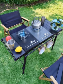 Lohascamping Lightweight Camping Folding Multifunctional IGT Table Roll Brazier Table Adjustable Leg Desktop Burner BBQ Table