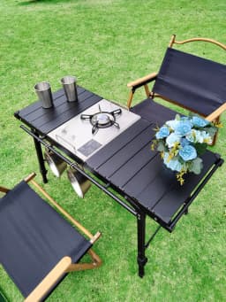 Lohascamping Lightweight Camping Folding Multifunctional IGT Table Roll Brazier Table Adjustable Leg Desktop Burner BBQ Table