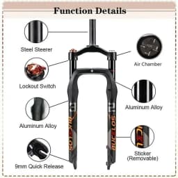 BUCKLOS Fat Bike Fork 26inch 4.0'' Tire Mountain Bike Air Suspension Fork 9*135mm Quick Release Snow Bike Fork Bicycle Parts