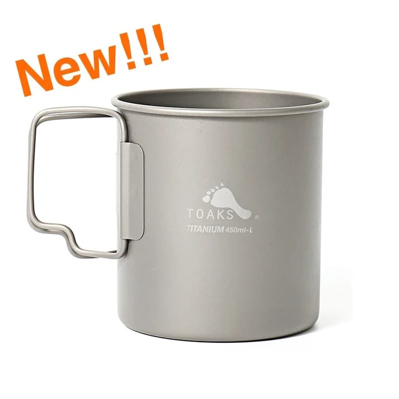 TOAKS  Titanium 450ml Cup Ultralight Version Outdoor Camping Equipment Portable Cup Mug Foldable Handle Tableware