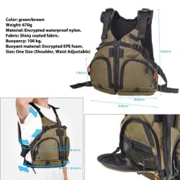 Professional Fishing Vest Kayak Life Jacket Lightweight Adjustable Fishing Vest with Whistle Mesh Breathable Multiple pockets