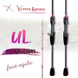 Hunting Goddess 1.35/1.5/1.68/1.8m 5 Feet UL Supper Light Pink Solid Tip Fast Action Carbon Fishing Rod Girl Female Casting Rod