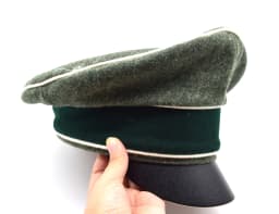 Cosplay Collectable German Crusher Field Visor Cap Green Hat Wall Sweat Ring Made Leather Replica