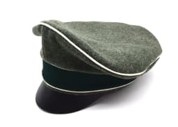 Cosplay Collectable German Crusher Field Visor Cap Green Hat Wall Sweat Ring Made Leather Replica