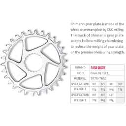 PASS QUEST ROUND Black and Silver Narrow Wide Chainring 30T-44T for SHIMAN* M6100 M7100 M8100 M9100 Direct Mount Crank