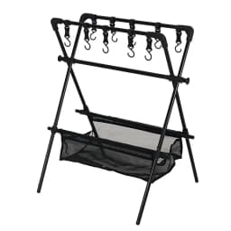 Camping Triangle Shelf Aluminum Alloy Folding Double-Layer Large Capacity with Hook Net Bag Outdoor Glamping Picnic Hanging Rack