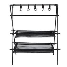 Camping Triangle Shelf Aluminum Alloy Folding Double-Layer Large Capacity with Hook Net Bag Outdoor Glamping Picnic Hanging Rack