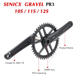 SENICX PR3 Gravel Bike Crankset 40T/42T/44T chainring 165mm 170mm 175mm Crank 10/11S Speed 24MM