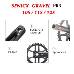 SENICX PR3 Gravel Bike Crankset 40T/42T/44T chainring 165mm 170mm 175mm Crank 10/11S Speed 24MM
