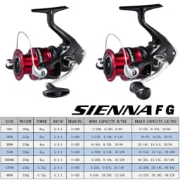 SHIMANO SIENNA Spinning Fishing Reel AR-C Metal Spool Both Freshwater and Seawater Can Be Used Max 8.5kg Power