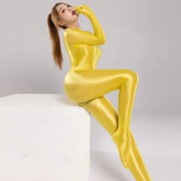 Sexy Women Bodysuit One-piece Swimsuit Silky Tights Shiny Pantyhose Wetsuit Yoga Zentai Plus Size cycling Overalls Jumpsuits