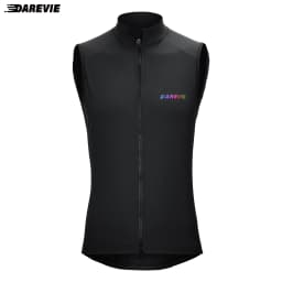 DAREVIE Cycling Vest Windproof Cycling Wind Gilet Waterproof 2 Way Zippers Cycling Windbreaker Back Zipper Pockets Men Women