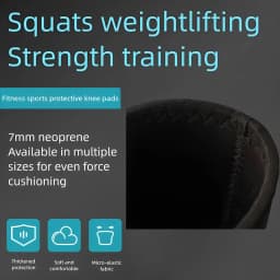7mm Black Thickend Stiff Knee Sleeves for Weightlifting,Professional Neoprene Power Lifting Knee Pads,Size 2XS-5XL,Knee Protect