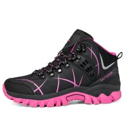 Winter Women Hiking Boots Non-Slip Outdoor Trekking Shoes Plush Warm Ankle Boots For Mountain Camping Backpacking