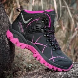 Winter Women Hiking Boots Non-Slip Outdoor Trekking Shoes Plush Warm Ankle Boots For Mountain Camping Backpacking