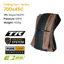 Continental Terra Trail 700x40C 45 50C Tubeless Ready Road Bicycle Tire Black/Cream/Brown 3/180 TPI Folding Tyre Nobox Pure Grip