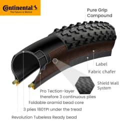 Continental Terra Trail 700x40C 45 50C Tubeless Ready Road Bicycle Tire Black/Cream/Brown 3/180 TPI Folding Tyre Nobox Pure Grip