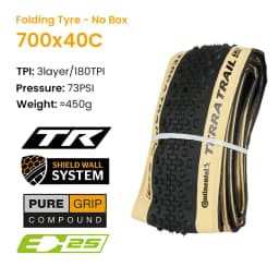 Continental Terra Trail 700x40C 45 50C Tubeless Ready Road Bicycle Tire Black/Cream/Brown 3/180 TPI Folding Tyre Nobox Pure Grip