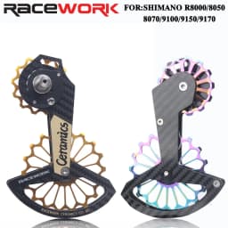 RACEWORK 18T Road Bike Rear Derailleur Carbon Fiber Ceramic Bearing Pulley Guide Wheel Rainbow For SHIMANO R7000 R8000/8050/9100