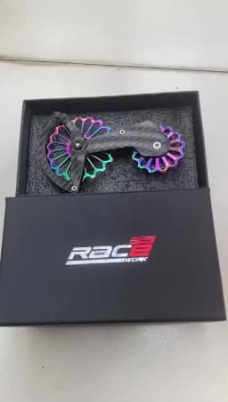 RACEWORK 18T Road Bike Rear Derailleur Carbon Fiber Ceramic Bearing Pulley Guide Wheel Rainbow For SHIMANO R7000 R8000/8050/9100