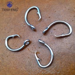 50-500pcs Wholesale Stainless Steel Barbed Eyed Fishhooks Circle Fish Hook Tuna Bait Jig Single Jigging Ocean Sea Fishing Pesca