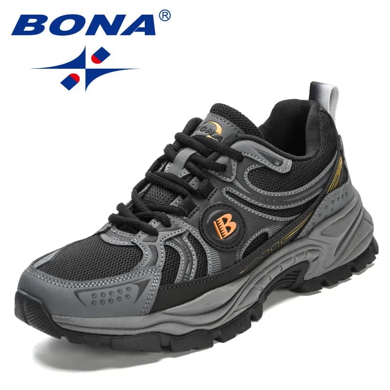 BONA New Designers Action Leather Mesh Jogging Shoes Men Breathable Running Shoes Walking Sports Sneakers Athletic Trainers