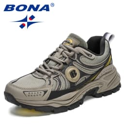 BONA New Designers Action Leather Mesh Jogging Shoes Men Breathable Running Shoes Walking Sports Sneakers Athletic Trainers