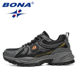 BONA New Designers Action Leather Mesh Jogging Shoes Men Breathable Running Shoes Walking Sports Sneakers Athletic Trainers
